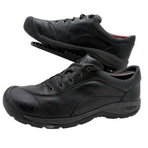Keen Presidio II Womens 10 Black Leather Shoes Walking Lace Casual Work